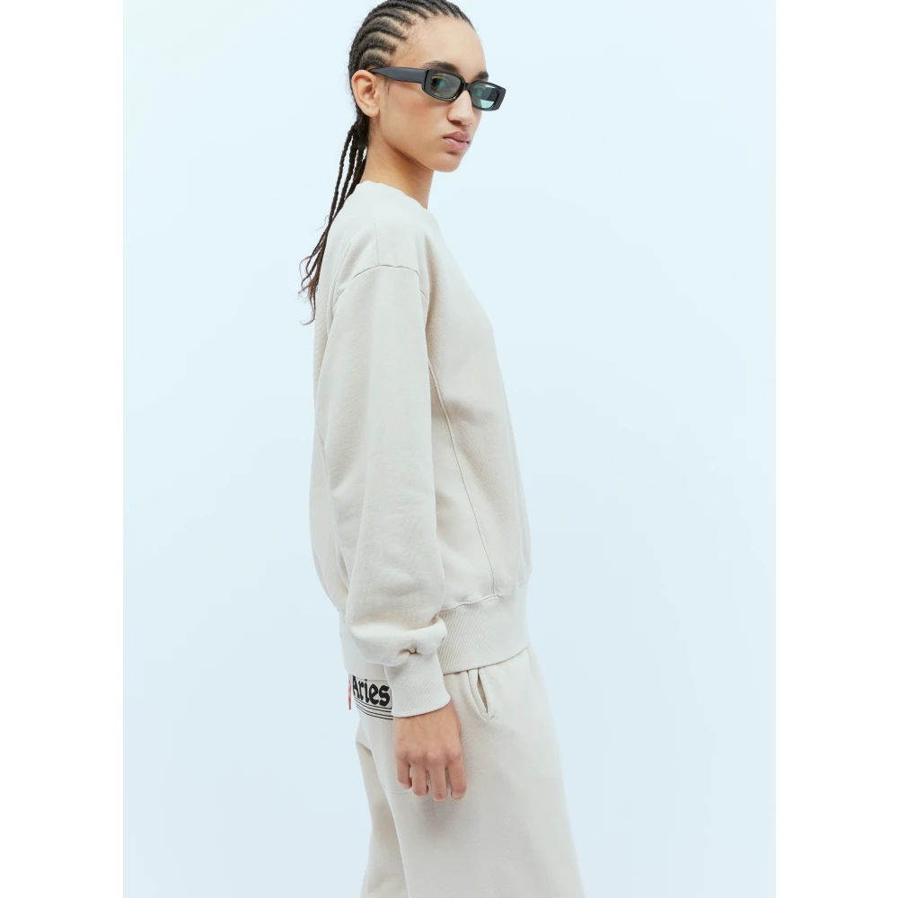 Aries Temple Logo Sweatshirt Beige Heren
