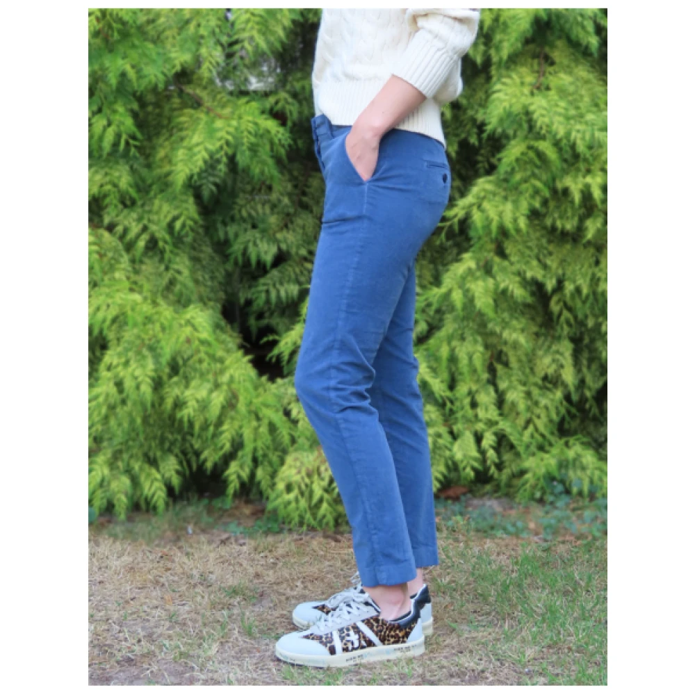 Mason's Slimme New York Fluwelen Broek Blue Dames