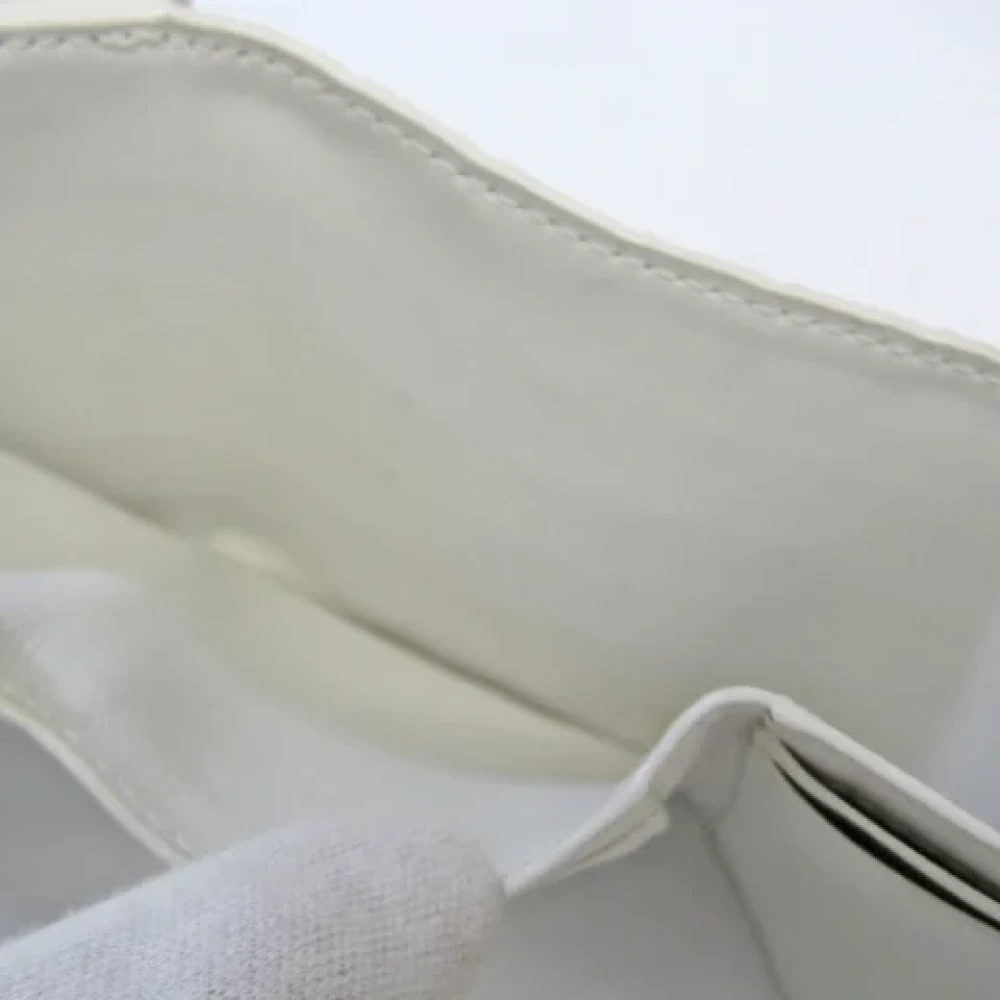 Bottega Veneta Vintage Tweedehands Wit Leren Bottega Veneta Portemonnee White Dames