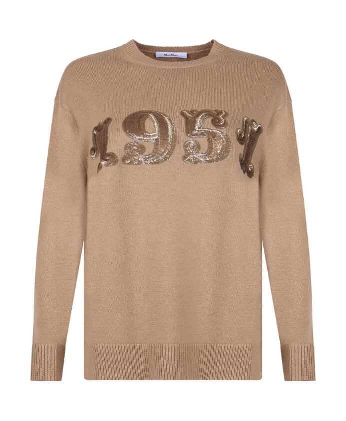 camel-brown-logo-sequins-pullover-sweater