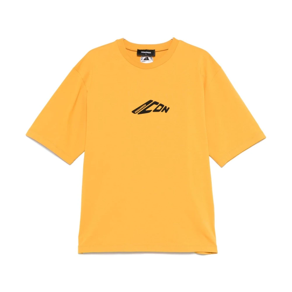 Dsquared2 Zonnebloem Geel Print T-shirt Polos Yellow Heren