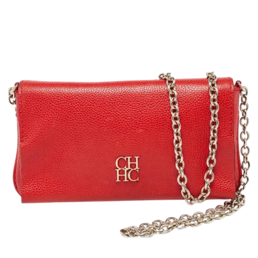 Carolina Herrera Pre-owned Leather clutches Red Dames