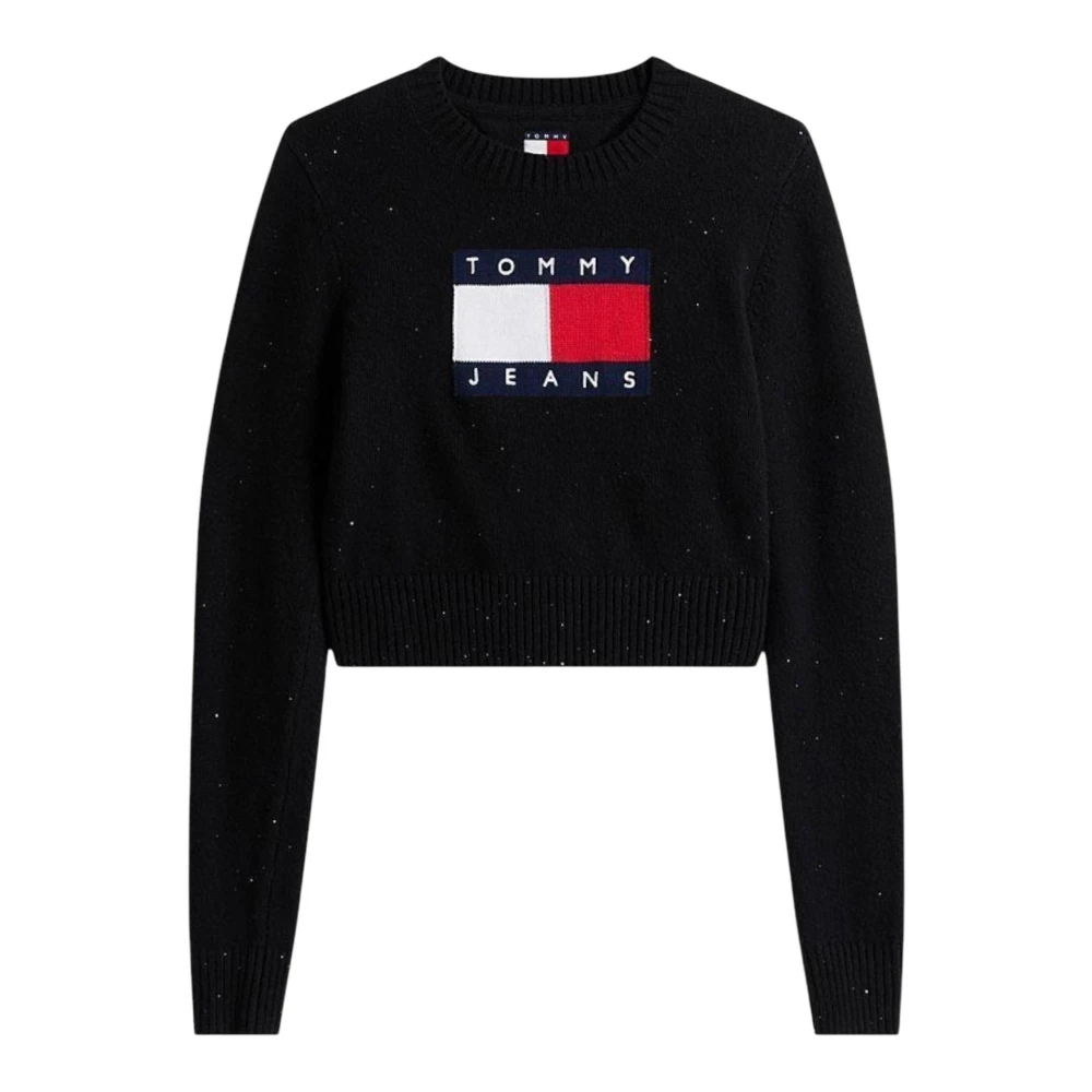 Tommy Jeans Women's Black Tjw Sparkle Flag Swe