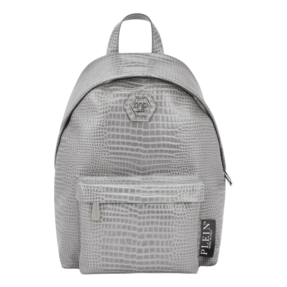 Philipp Plein Herr Grå Väskor One Size, Bomull, Leather Backpack Cocco