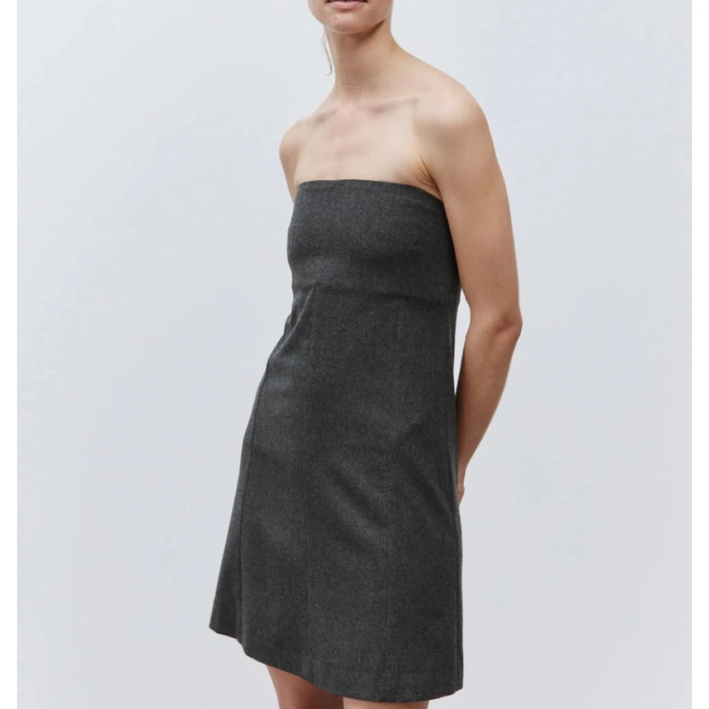 Alysi Flanellen bustier mini-jurk Black Dames