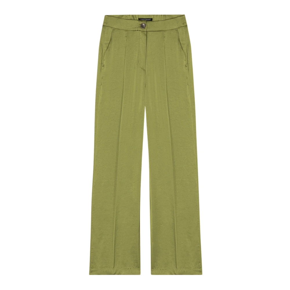 LUISA CERANO Wideleg Broek met Plooien Green Dames