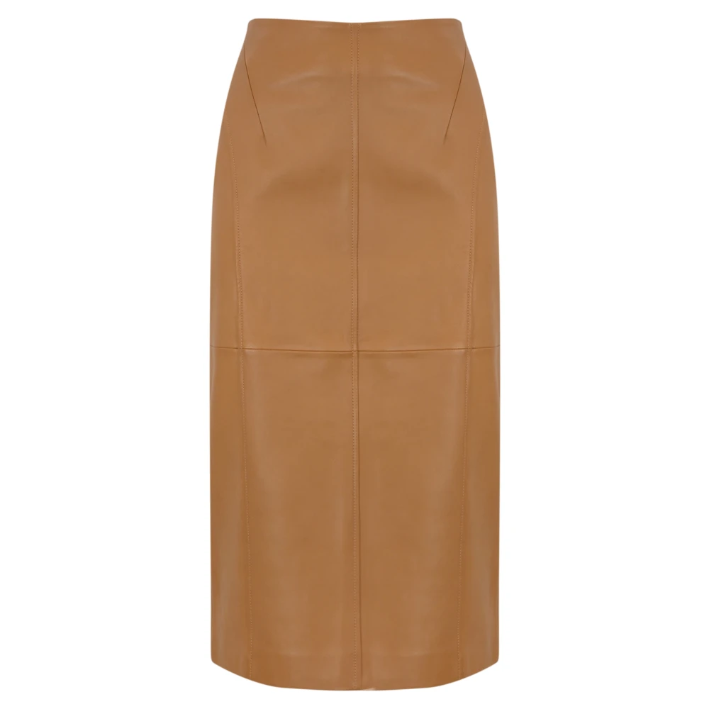 Max Mara Studio Leren kokerrok Karamelbruin Brown Dames