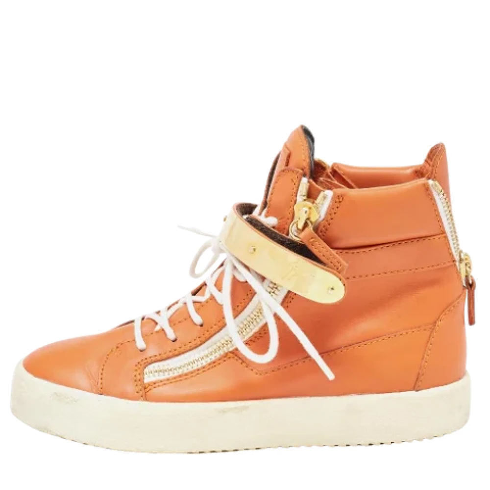 Giuseppe Zanotti Pre-owned Pre-owned Laeder sneakers Orange, Dam