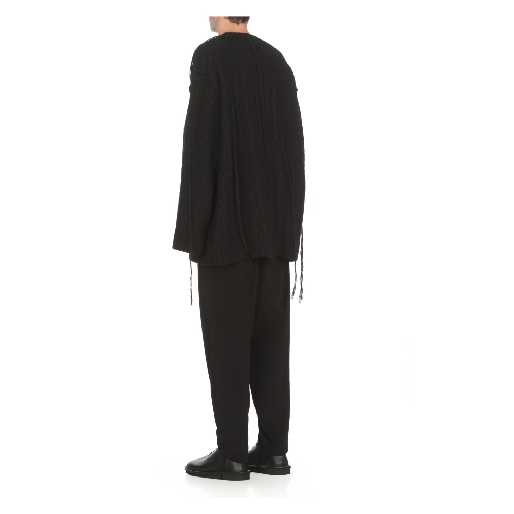 Yohji Yamamoto Zwarte Wol Crewneck Sweater voor Mannen Black Heren