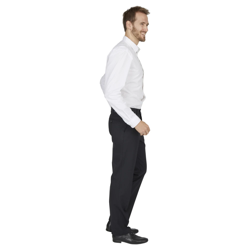 club of comfort Comfortabele platte voorkant wollen stretchbroek Black Dames
