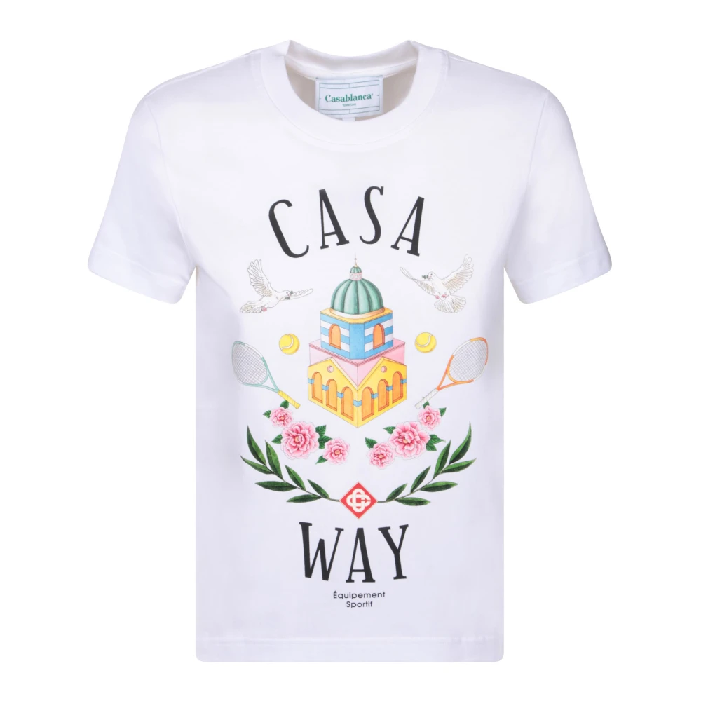 Casablanca T-shirt met Grafisch Motief Print en Korte Mouwen White Dames
