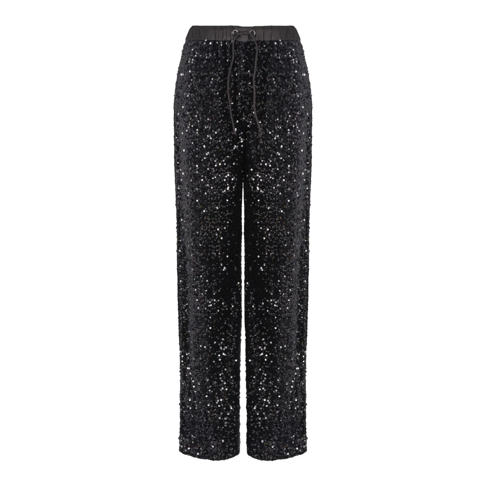 Emporio Armani Zwarte Ciniglia Broek met Pailletten Black Dames