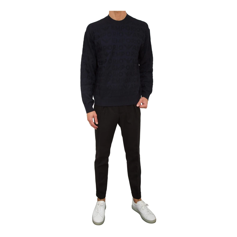 Emporio Armani Blauwe Pullover Sweater Stijlvolle Mode Blue Heren