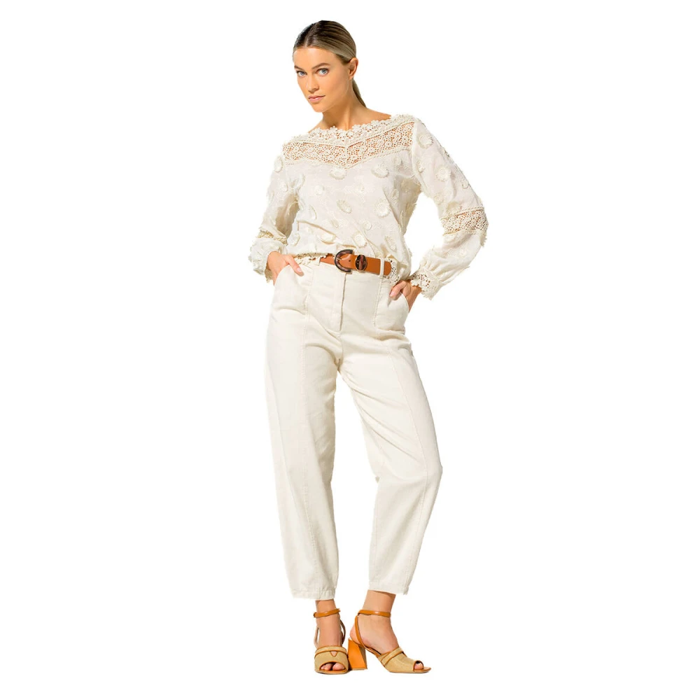 Caroline Biss Broek 1535 Stijlvolle Broek Beige Dames