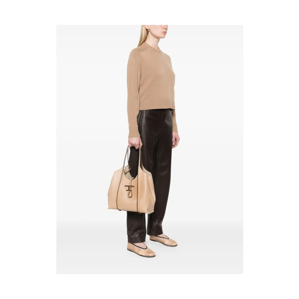 TOD'S Beige Korrelig Leren Tote Tas Pink Dames
