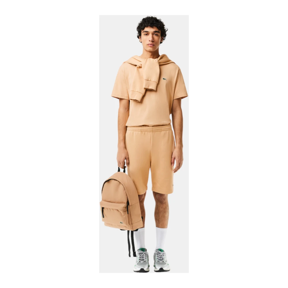 Lacoste Beige Katoenen Shorts met Krokodil Borduurwerk Beige Heren