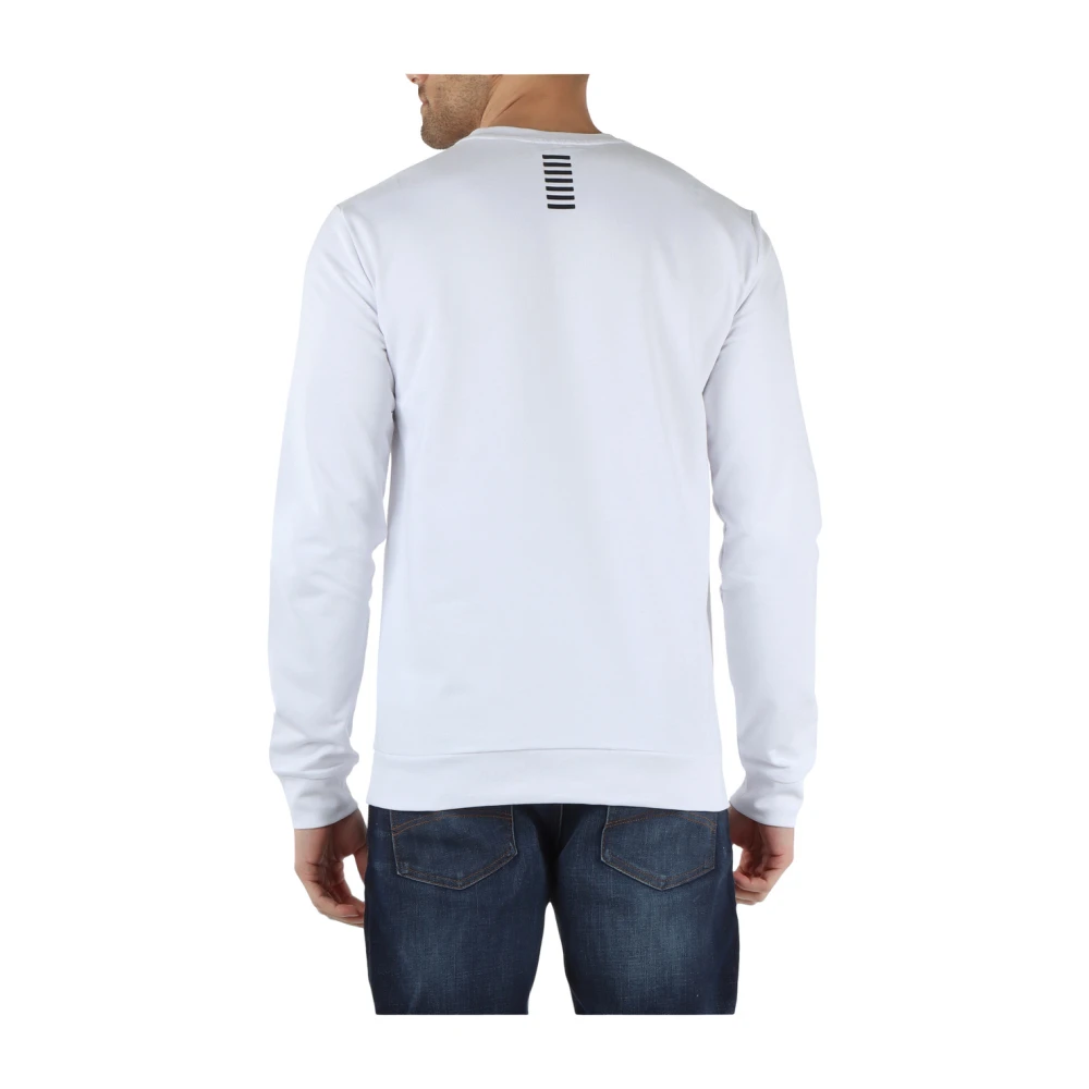 Emporio Armani EA7 Katoenen sweatshirt met reliëf logo print White Heren