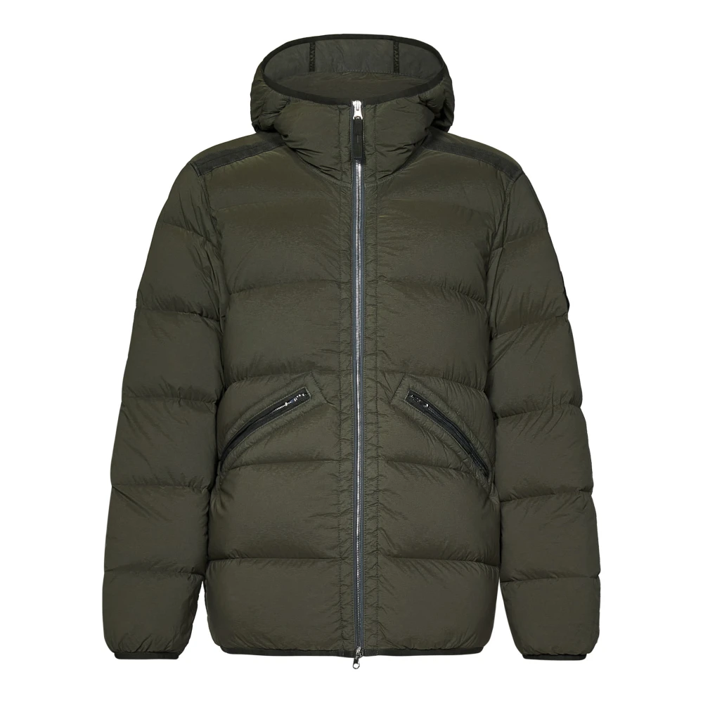 Stone Island Groene Jassen met Capuchon en Donsvulling Green Heren