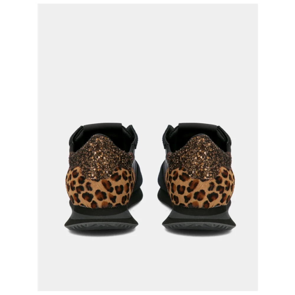 Philippe Model Zwarte en Luipaard Sneakers Tropez Black Heren