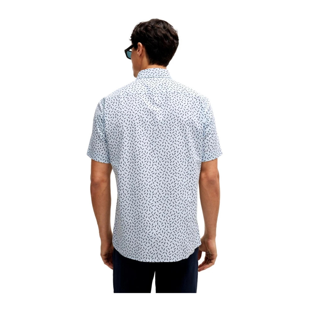 Hugo Boss Gedrukte Oxford Slim Fit Overhemd Blauw Blue Heren