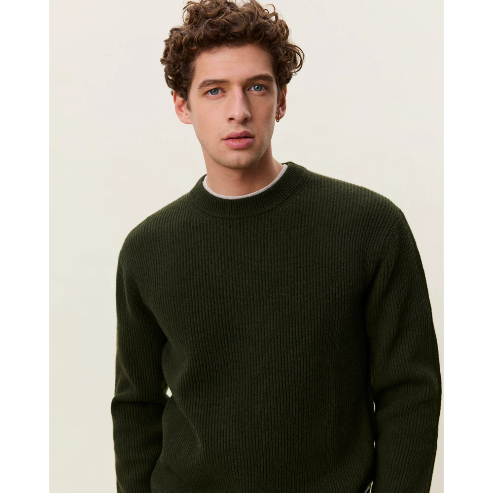 Les Deux , Round-Neck Knitwear, Male, Green, 2XL, Wool Rib Roundneck Knit - Image 3