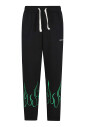 pantalon-noir-avec-flammes-vertes-brodees
