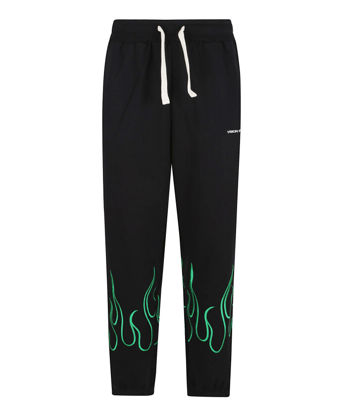 pantalon-noir-avec-flammes-vertes-brodees