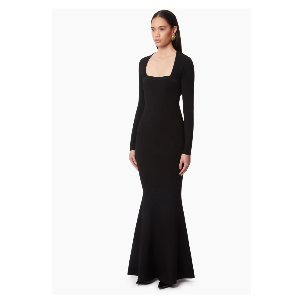 Nina Ricci Zwarte Wol Zeemeermin Jurk Black Dames