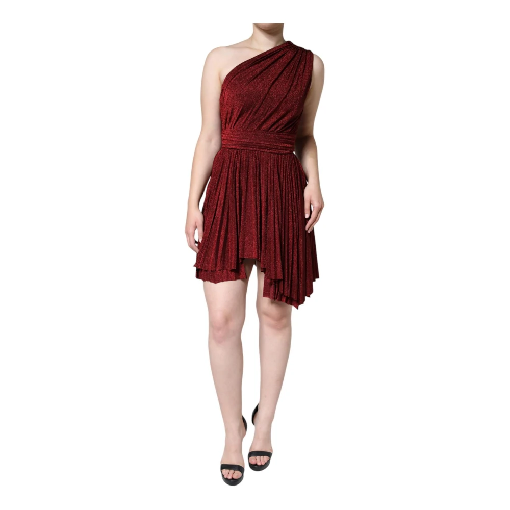 Dolce & Gabbana Rode Geplooide A-lijn Mini Jurk Red Dames
