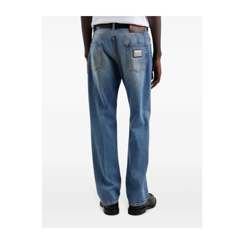 Dolce & Gabbana Denim Jeans met Placca Zak Blue Heren