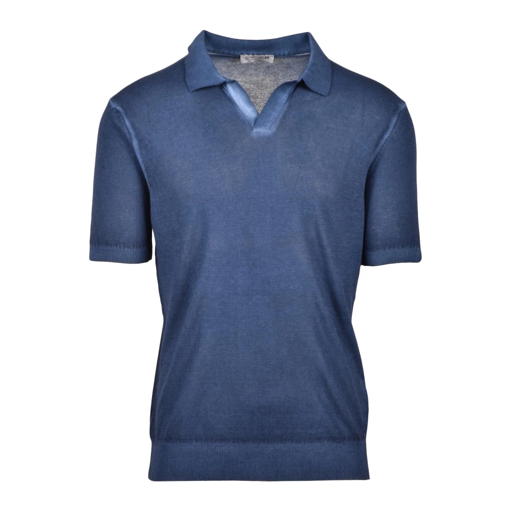 Daniele Alessandrini Gebreide Polo van Katoen 100% Blue Heren
