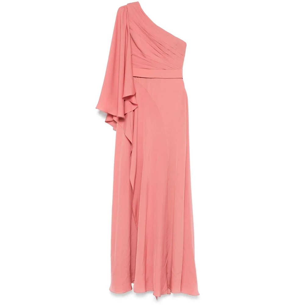 Elie Saab Poederroze Gedrapeerde Jurk met Split Pink Dames