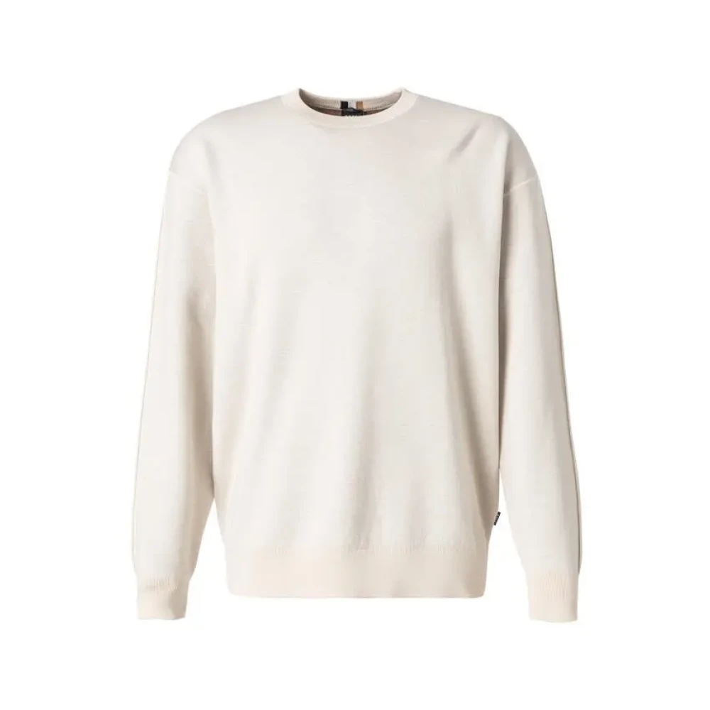 Boss Katoen Room Crew Neck Sweater White Heren