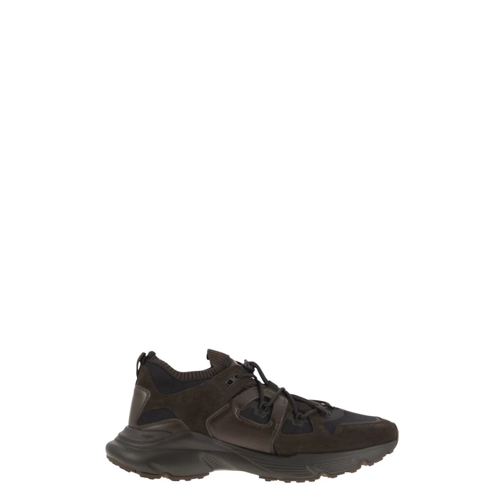 Tod’s Leren en technische stoffen sneakers Heren Schoenen Bruin