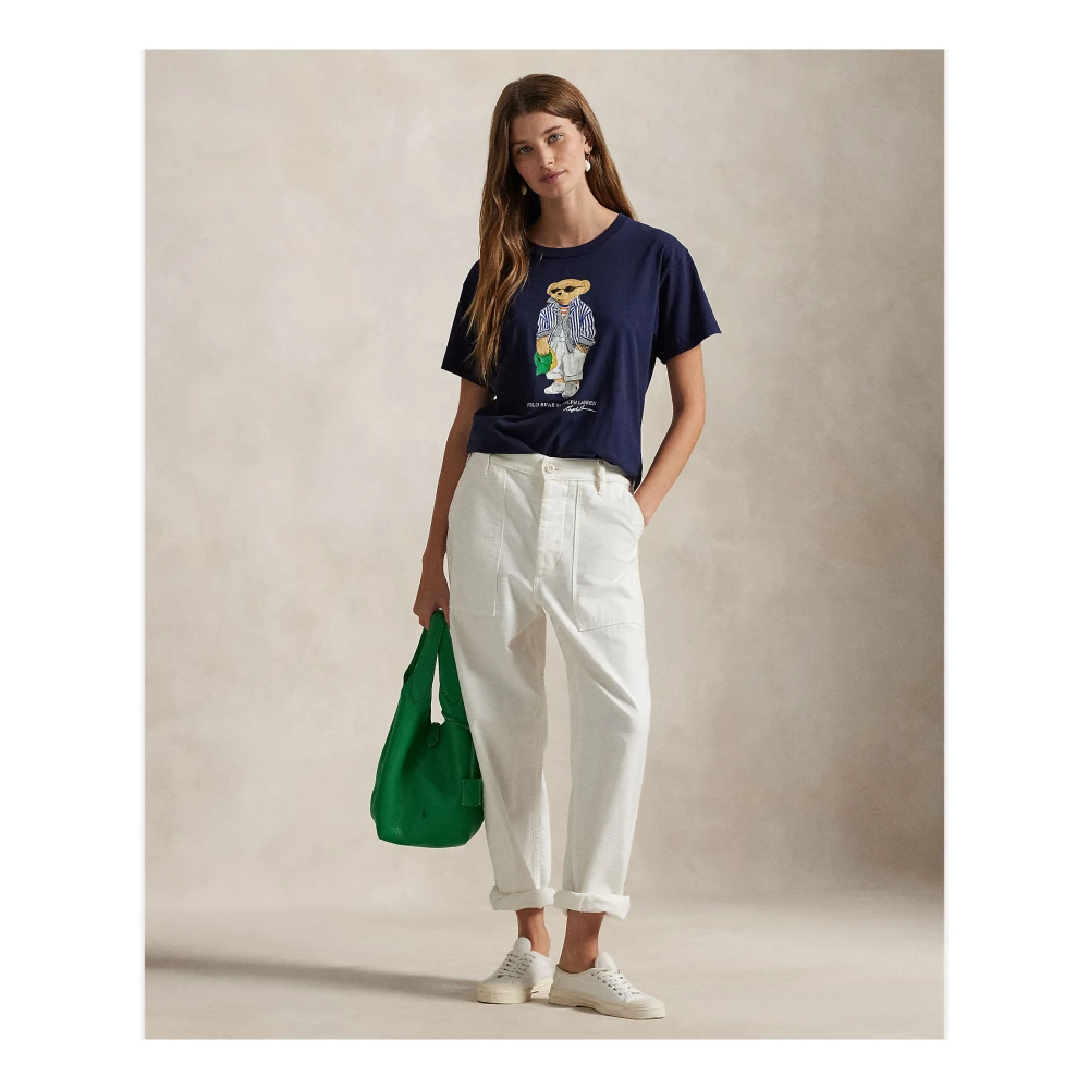 Polo Ralph Lauren Navy Polo Bear Katoen Tee Blue Dames