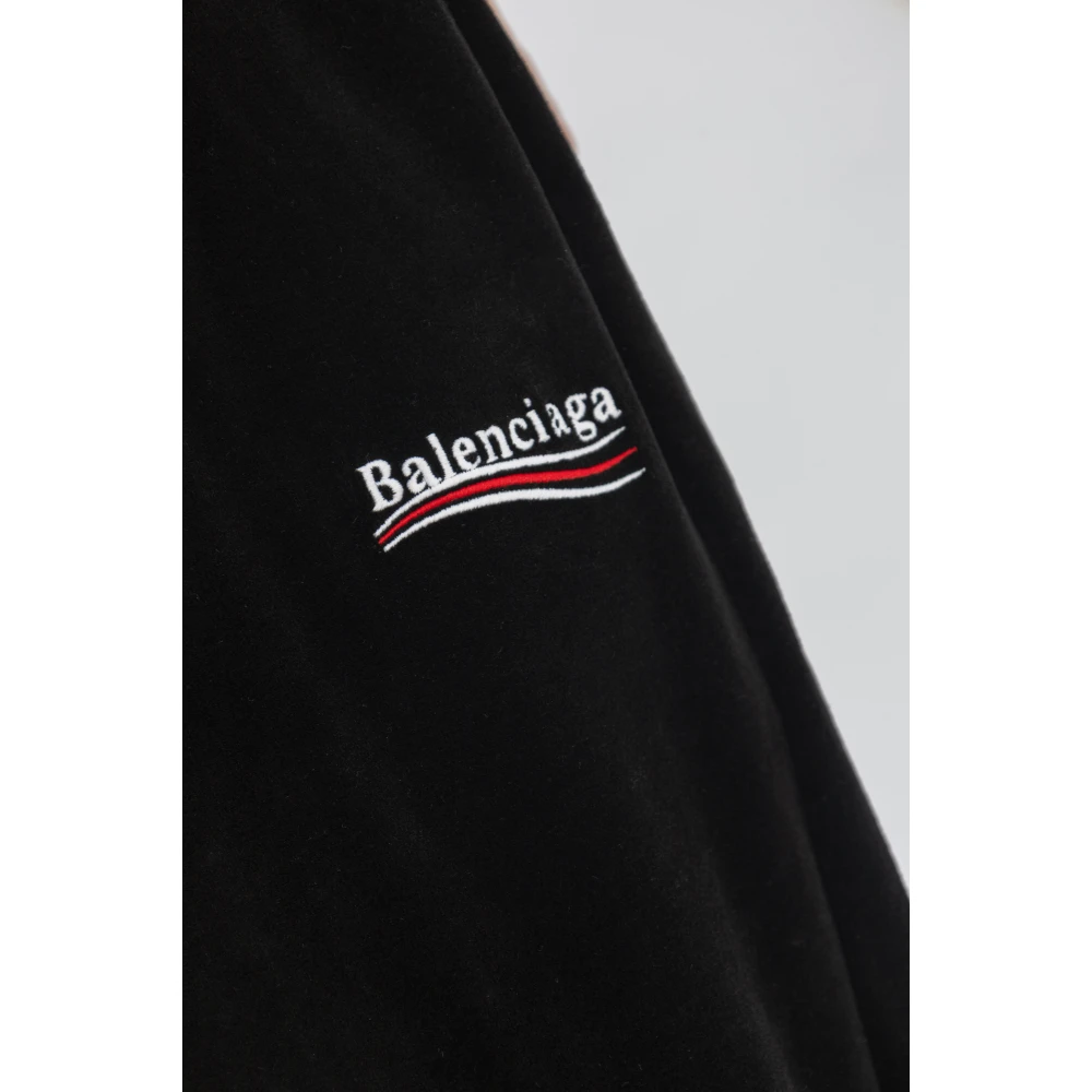 Balenciaga Veloursweatpants met logo Black Dames