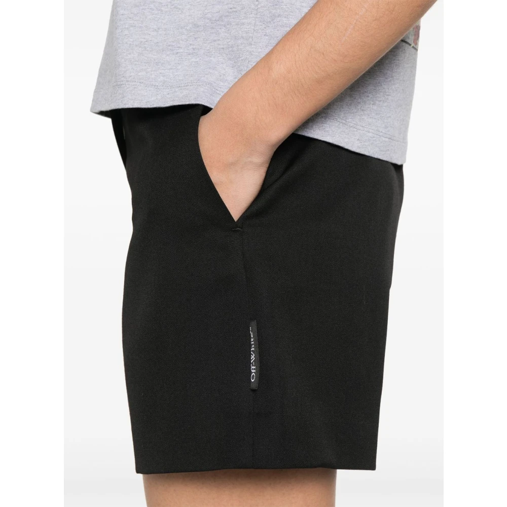 Off White Zwarte Katoenen Bermuda Shorts Black Dames