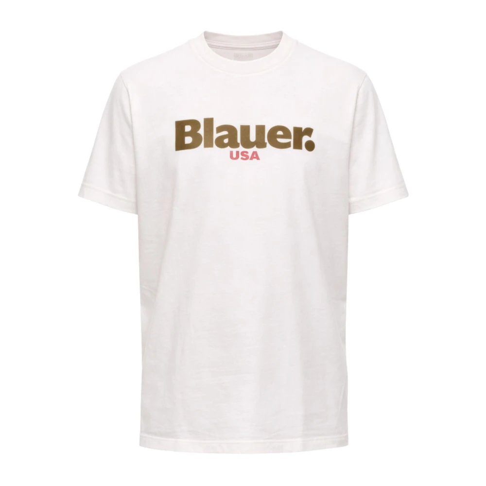 Blauer Mannelijk Wit Tops Heren, M, Katoen, Ernst T-Shirt