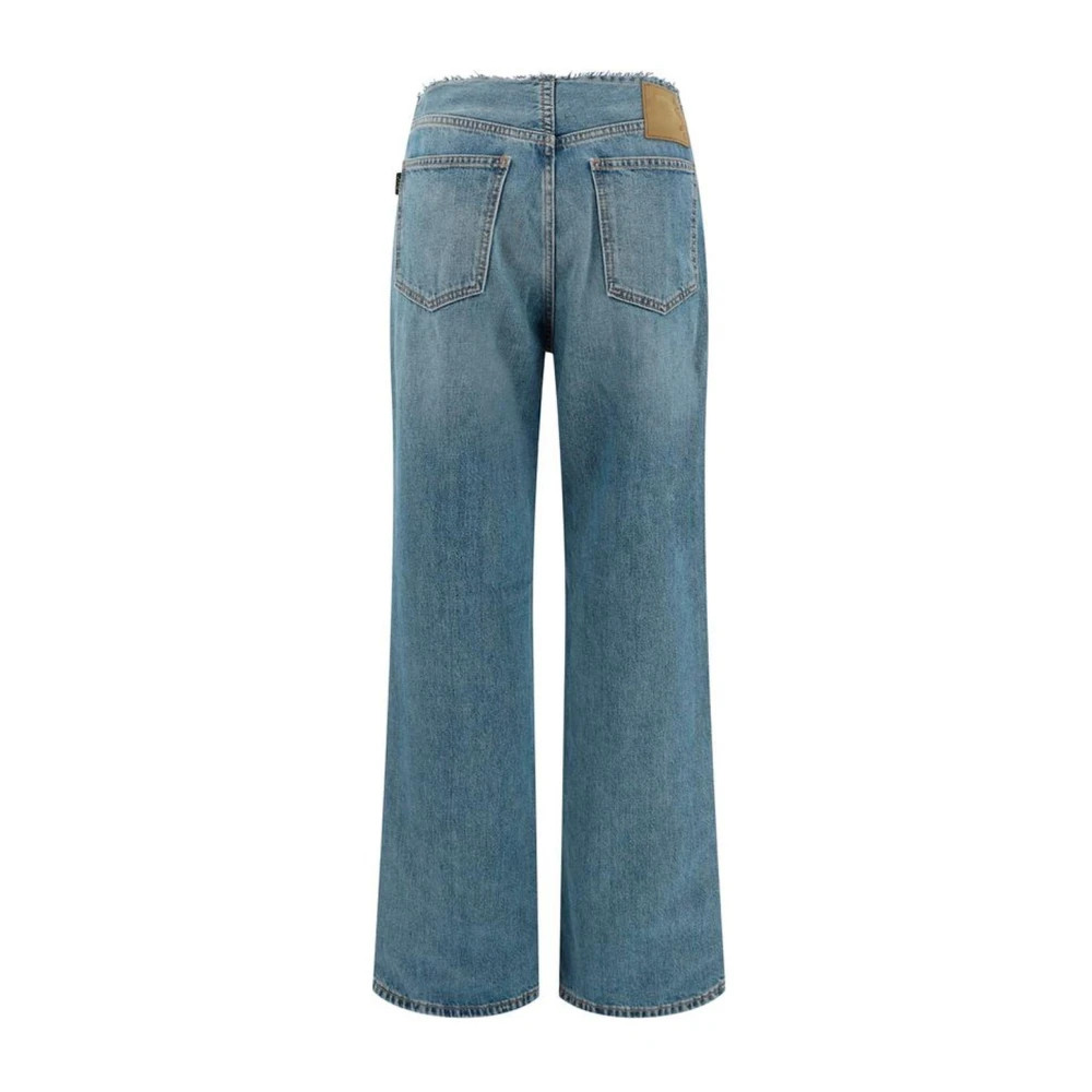 Haikure Straight five-pocket jeans met gerafelde tailleband Blue Dames