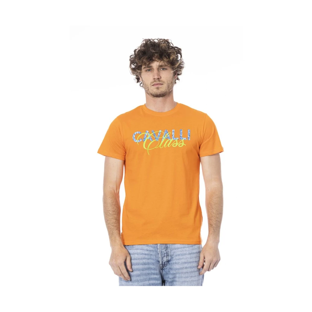 Cavalli Class Oranje Logo Print T-Shirt Orange Heren
