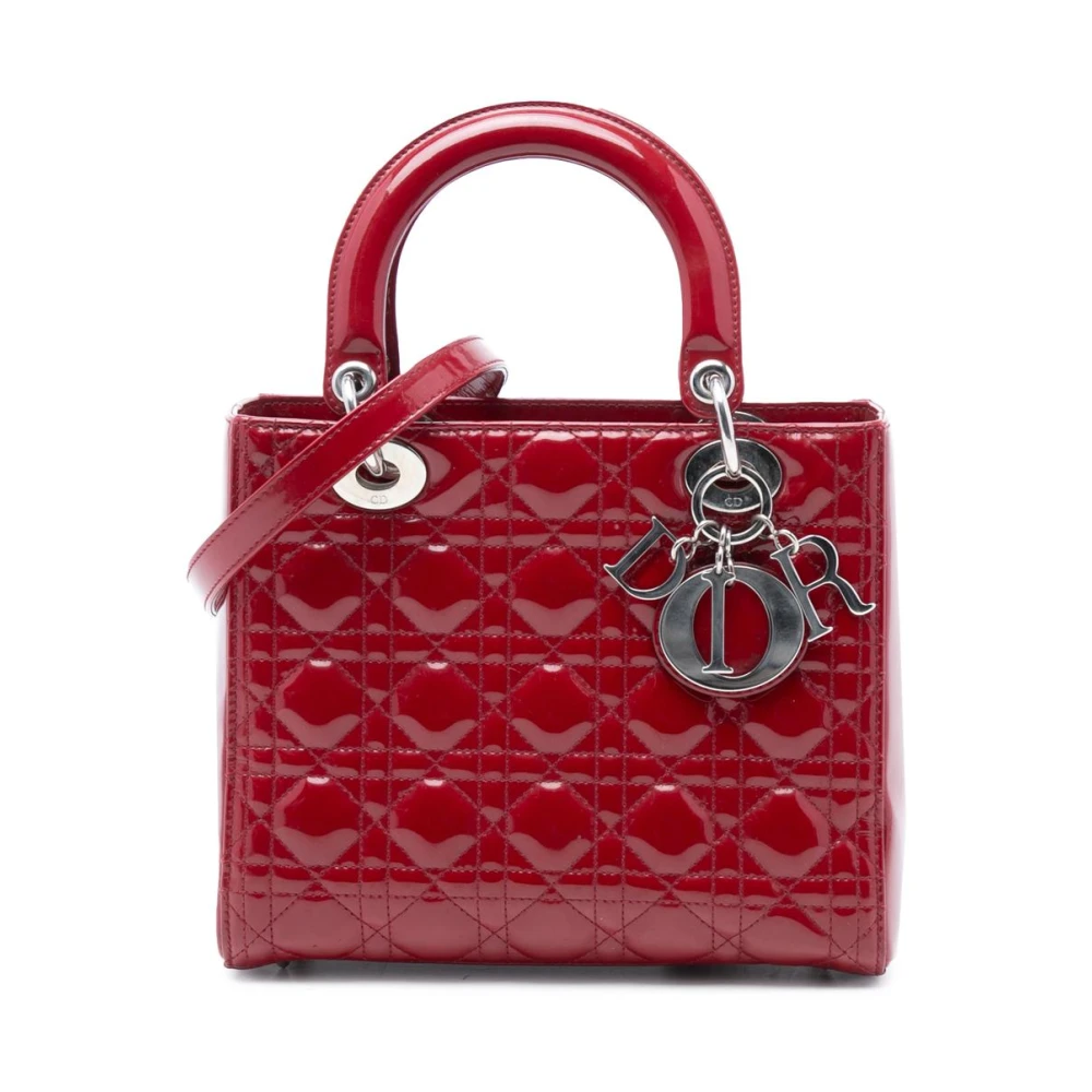 Dior Vintage Women's Red Pre-Owned Structu Top Handle Bag