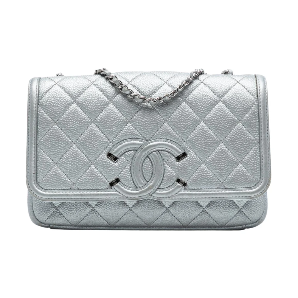 Chanel Vintage Women's Gray Vintage Cross Body Bags, One Size, Pre-Owned Quilted Flap Bag
