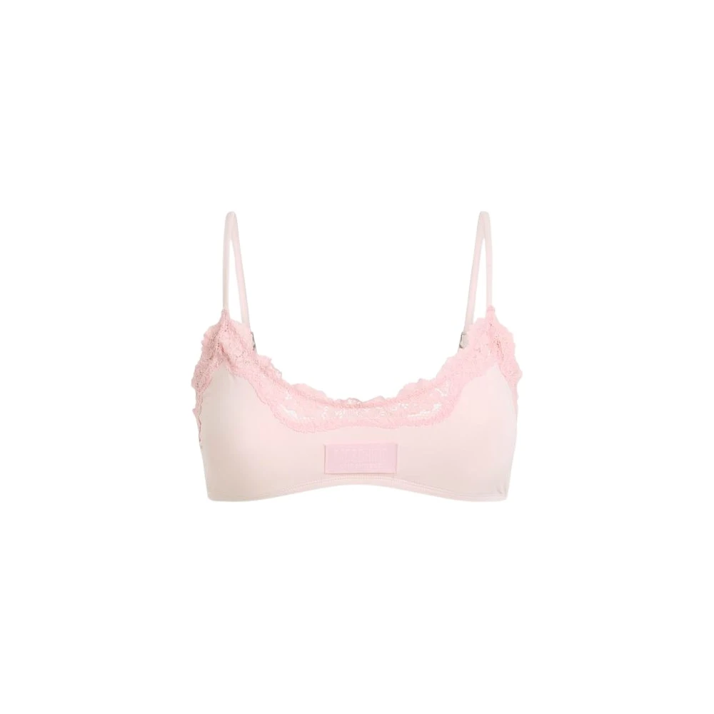 Moschino Pink Bras, Female, Xl, Microfiber And Lace Bra