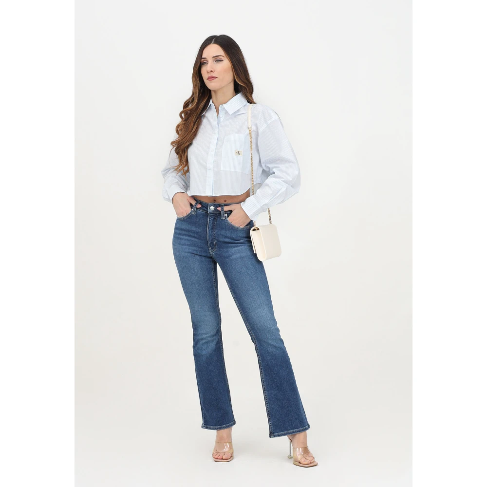 Calvin Klein Jeans Hoge Taille Slim Fit Flare Jeans Blue Dames
