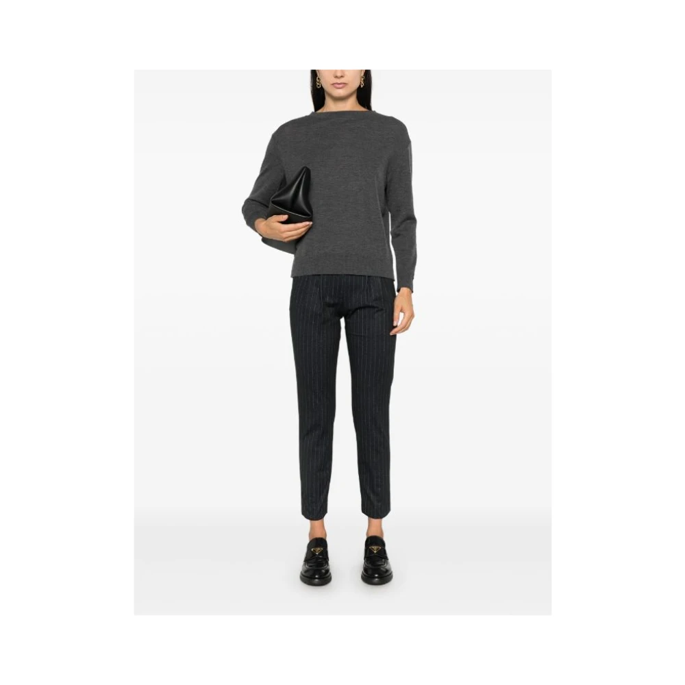 Herno Ronde Hals Gespikkelde Grijze Trui Gray Dames