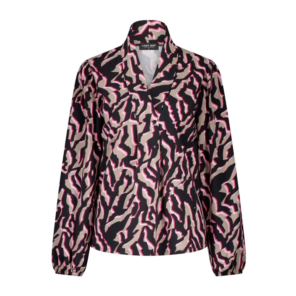 Lady Day Zebra Print V-Hals Blouse Pink Dames