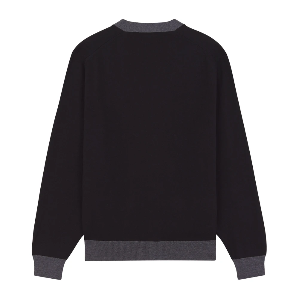 Maison Kitsuné Geborduurde Logo Wollen Vest Black Heren