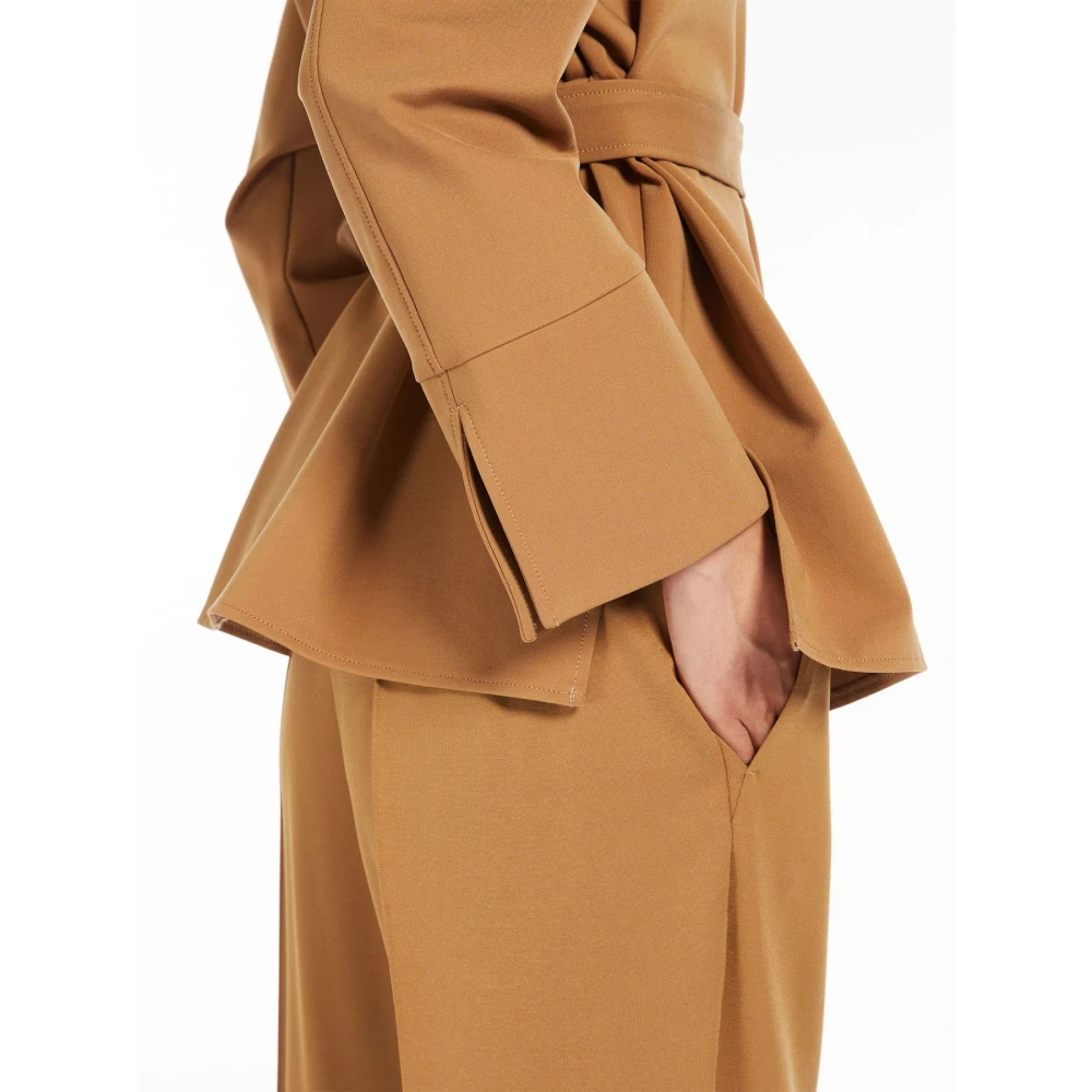 Max Mara Milano Jersey Blazer met Mandarin Kraag Brown Dames