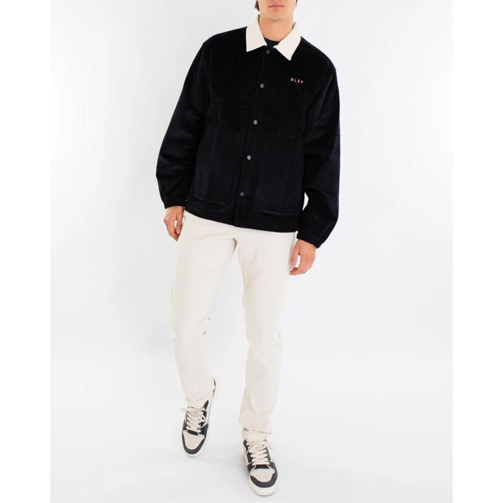 Olaf Hussein Corduroy Coach Jacket Blue Heren