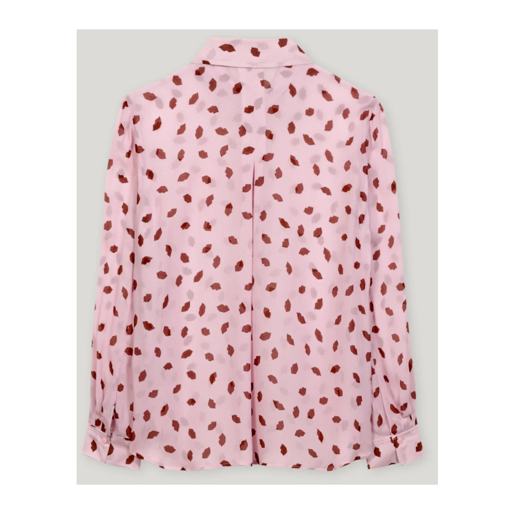LUISA CERANO Blouse met Lippenprint Verse Roos Pink Dames